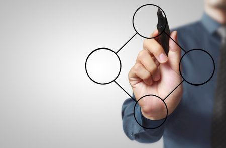 Hand drawing chart on whiteboardの写真素材