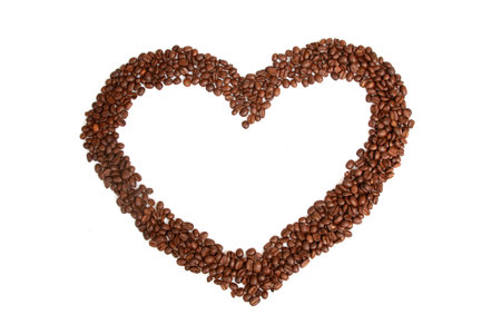 Heart shape coffee beansの写真素材