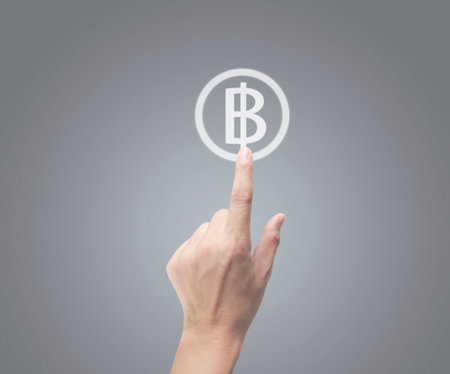 Hands touching global connection customer networking data exchangesの写真素材