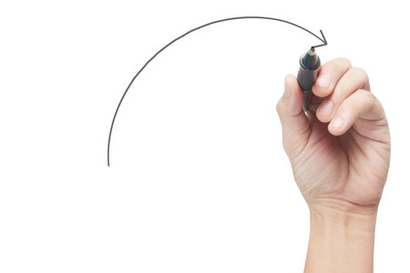 Hand drawing a chart, graph of growthの写真素材