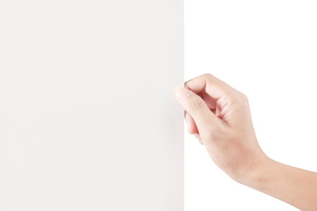 Hand holding virtual  a paper with yourの写真素材