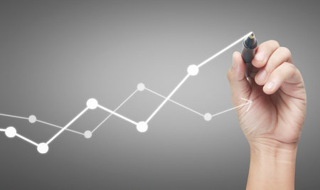 Hand drawing a chart, graph stock of growthの写真素材