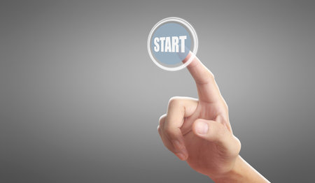 Hands touching button screen interface global connection customer networking data exchanges