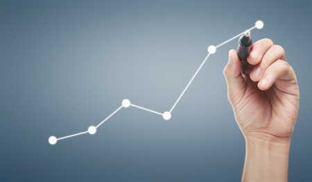 Hand drawing a chart, graph stock of growthの写真素材