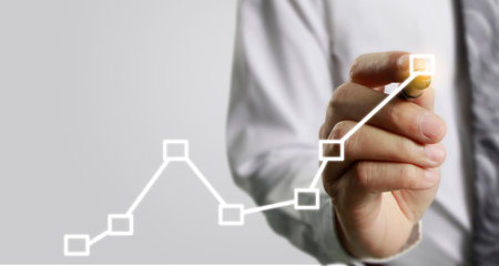 Hand drawing a chart, graph stock of growthの写真素材