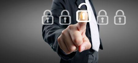 Hands touching button screen interface global connection customer networking data exchanges