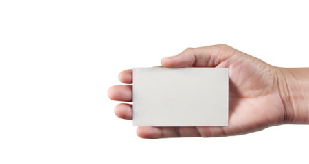 Hand holding a virtual card with your. Isolatedの写真素材