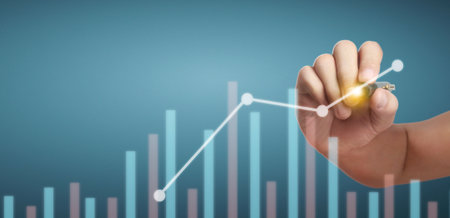 Hand drawing a chart, graph stock of growth