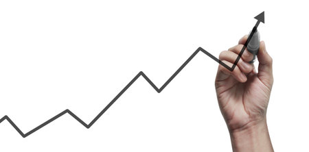 Hand drawing a chart, graph stock of growthの写真素材