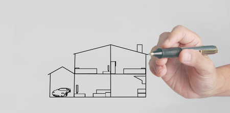 Hand drawing house concept of dream house draw by designerの写真素材