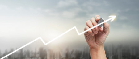 Hand drawing  chart, graph stock of growthの写真素材