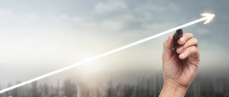 Hand drawing  chart, graph stock of growthの写真素材