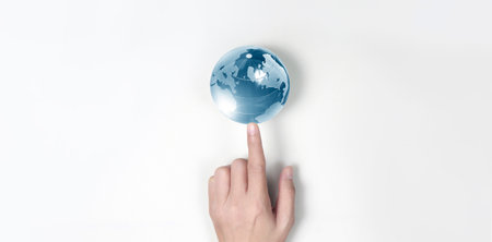 Globe ,earth in human hand, holding our planet glowing. Earth image provided by Nasa