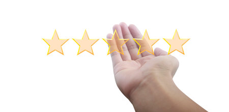 Increasing five stars. Increase rating evaluation and classification concept
