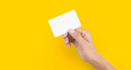 Hand holding a virtual cardの写真素材