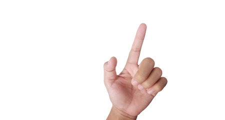 Hands touching button screen interface