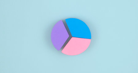 Business connecting piece of multi colored pie wood chartの写真素材