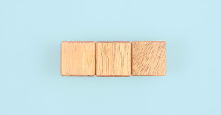 Stack wooden blocks from natural wood.empty space