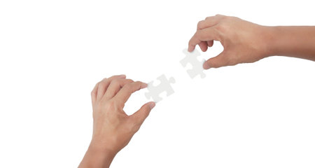 Hands holding paper blank for a letter paperの写真素材