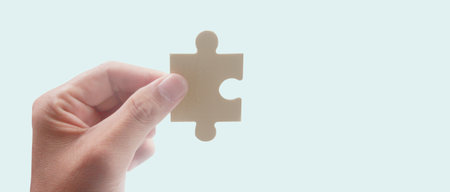 Connecting jigsaw puzzle. Business solutions success and strategy conceptの写真素材