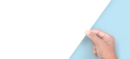 Hands holding paper blank for a letter paperの写真素材