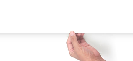 Hands holding paper blank for a letter paperの写真素材