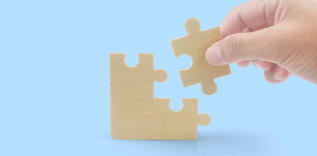 Connecting jigsaw puzzle. Business solutions success and strategy concept
