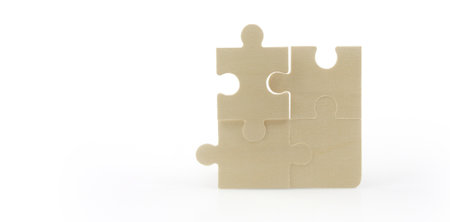 Connecting jigsaw puzzle. Business solutions success and strategy conceptの写真素材