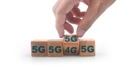 Wooden cubes in a hand with copy space for input wording and infographicの写真素材