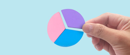 Hand touching graphs of financial indicator and accounting market economy analysis chartの写真素材