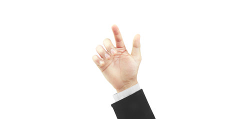 Hands touching button screen interface global connection customer networking data exchangesの写真素材