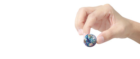 Globe ,earth in human hand, holding our planet glowing. Earth image provided by Nasa