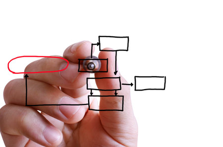 Hand drawing empty diagram on virtual whiteboard