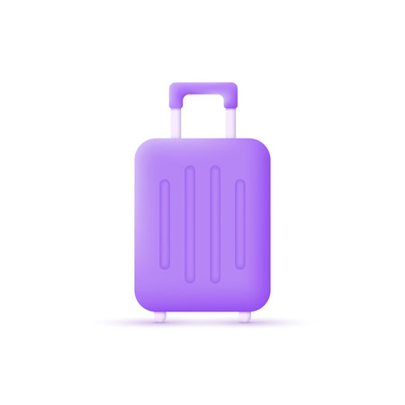 3d travel bag icon isolated on white background. Suitcase. Tourism and travel concept. Trendy and modern vector in 3d style for web design.のイラスト素材