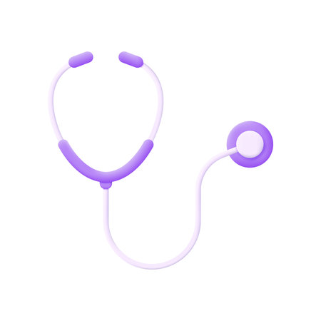 3d Medical stethoscope isolated on white background. Stethoscope cardio device. Trendy and modern vector in 3d style.のイラスト素材
