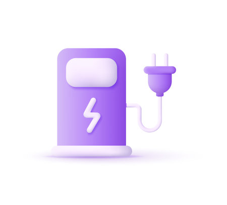 3d electric charge station isolated on white background. Eco car electric charge concept. Trendy and modern vector in 3d style.のイラスト素材