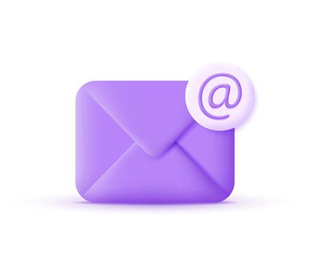3d envelope and email icon isolated on white background. Envelope illustration, message. Trendy and modern vector in 3d style.のイラスト素材