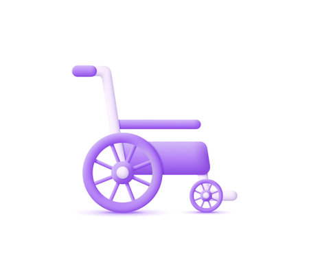 3d wheel chair isolated on white background. Wheelchair in the hospital. medicine concept. Can be used for many purposes. Trendy and modern vector in 3d style.のイラスト素材