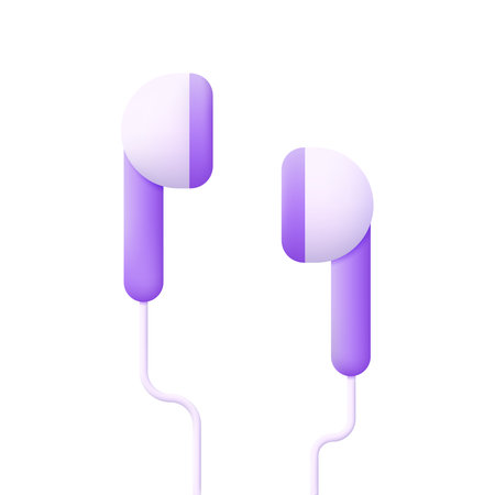 3d earphones isolated on white background. Musical accessory concept. Can be used for many purposes. Trendy and modern vector in 3d style.のイラスト素材