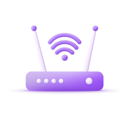 3D Internet Wifi Router isolated on white background. Wireless Modem, WiFi. Can be used for many purposes. Trendy and modern vector in 3d style.のイラスト素材
