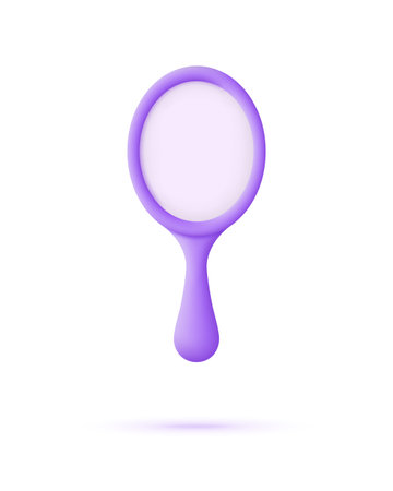 3D Mirror isolated on white background. Reflective glass surfaces. Handheld makeup mirrors. Can be used for many purposes. Trendy and modern vector in 3d style.のイラスト素材