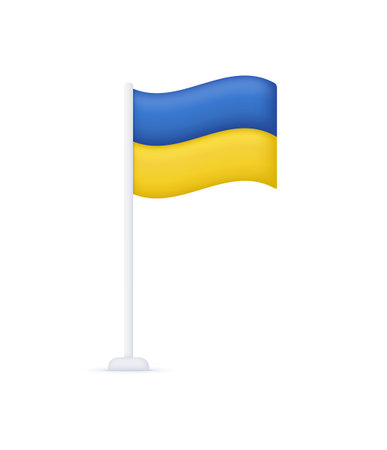3D flag Ukraine isolated on white background. Save Ukraine. Ukraine is my home. Support for the country during the occupation. I will send of the money from this illustration to help refugees.のイラスト素材