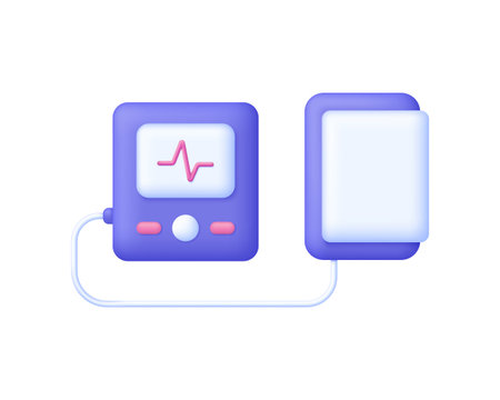 3D Tonometer isolated on white background. High or low blood pressure measurement. medical device. Can be used for many purposes. Trendy and modern vector in 3d style.のイラスト素材