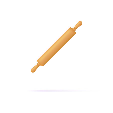 3D rolling pin isolated on white background. Can be used for many purposes. Trendy and modern vector in 3d style.のイラスト素材
