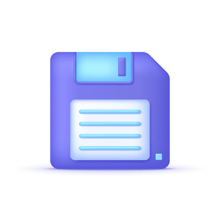 3D Diskette icon isolated on white background. Online data storage, memory device, save files and backup. Can be used for many purposes. Trendy and modern vector in 3d style.のイラスト素材
