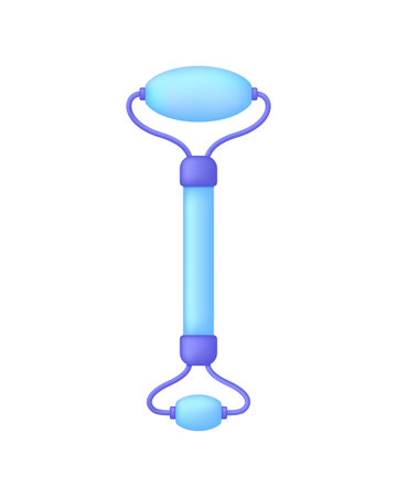 3D Facial massager, double head isolated on white background. Illustration of anti puffiness beauty tool. Can be used for many purposes. cosmetic care. Trendy and modern vector in 3d style.のイラスト素材