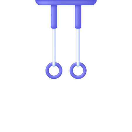 3D Gymnastic rings isolated on white background. Gymnastic rings hanging on rope. Element of sports equipment for gymnasts. sport concept. Can be used for many purposes. Modern vector in 3d style.のイラスト素材