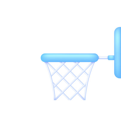 3D Basketball hoop isolated on white background. Basketball basket and basketball net. Game and sport concept. Can be used for many purposes. Trendy and modern vector in 3d style.のイラスト素材