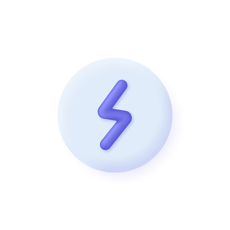 3D Power icon isolated on white background. Lightning glyph icon. Can be used for many purposes.のイラスト素材