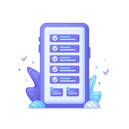 3D Planning concept. Project plan, level up concept, productivity solution icon, task management check list.のイラスト素材